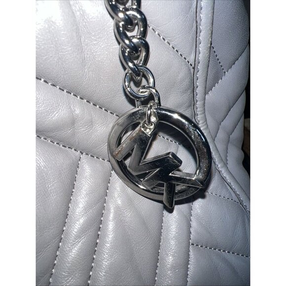 Michael Kors Kathy Gray Quilted Satchel Shoulder Tote Handbag - Picture 14 of 14